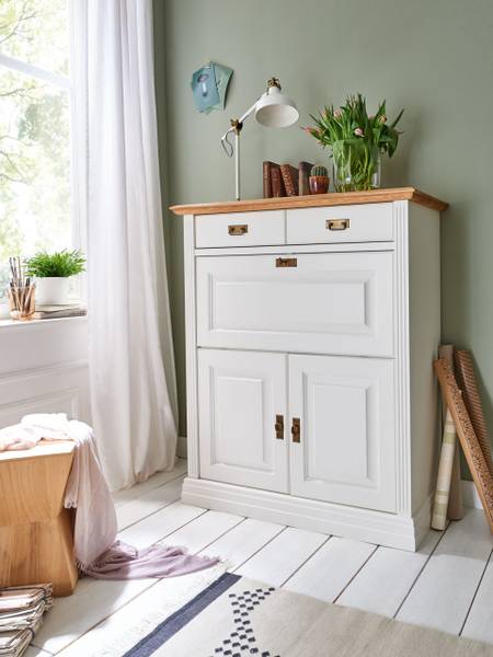 Sekretär Büroschrank Novara 111 x 133 cm - Geölt - Lackiert