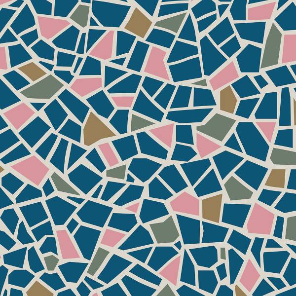 Papier peint panoramique, mozaiques Bleu - Papier - 52 x 1000 x 1000 cm