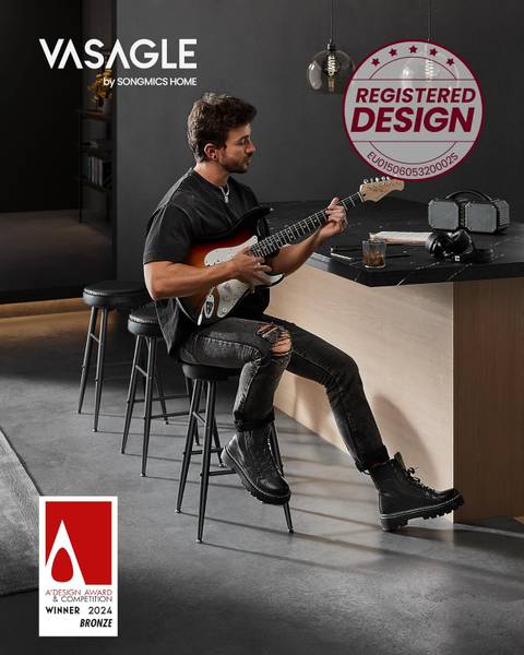 Barhocker 100357 (2er Set) Schwarz - Stahl - 59 x 52 x 18 cm