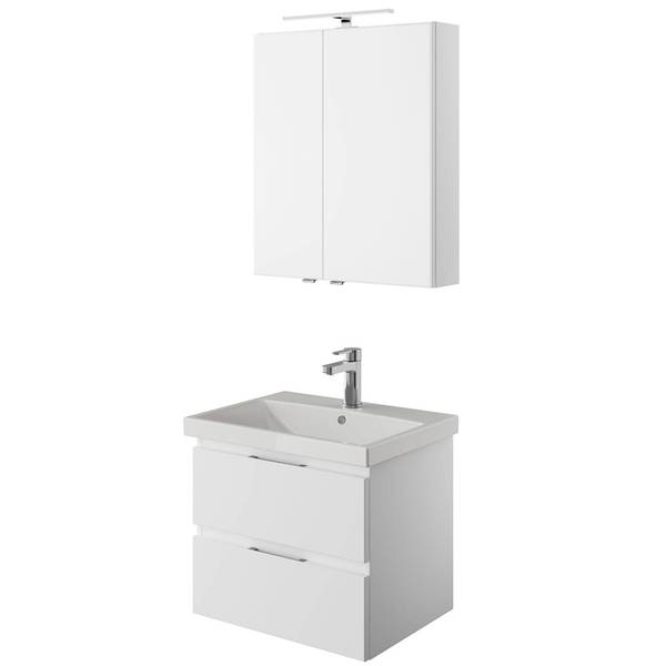 Badmöbel-Set VILLATORO-66-16 2er-Set Weiß - Holzwerkstoff - 60 x 200 x 45 cm