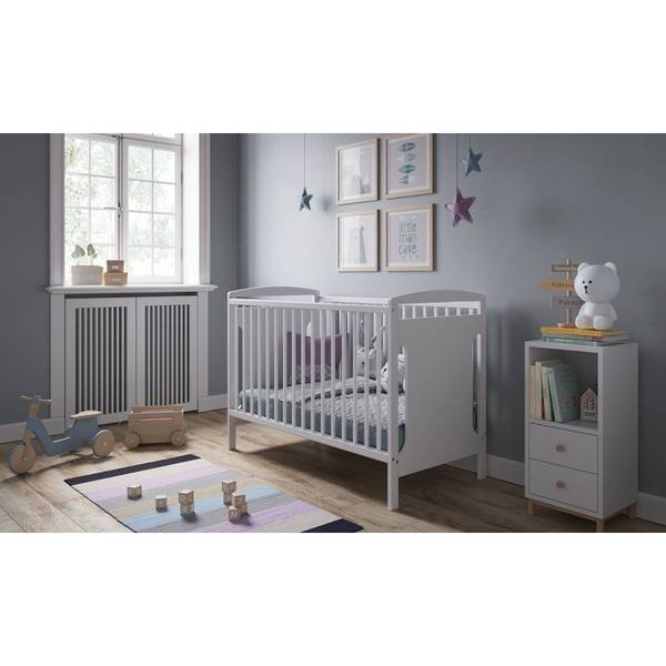 Mitwachsendes Babybett Weiß - Massivholz - 65 x 90 x 124 cm