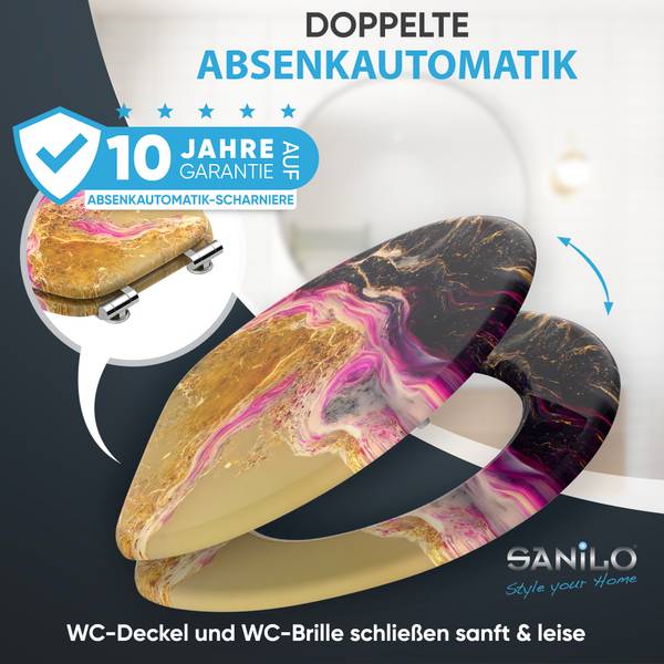 Abattant WC frein de chute Doré - Bois manufacturé - 38 x 6 x 47 cm