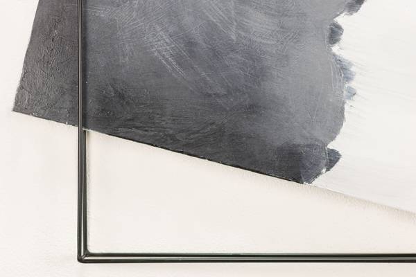 Acrylbild Handgemalt Minimal Art Sig Schwarz - Weiß - Baumwollstoff - 90 x 80 x 5 cm