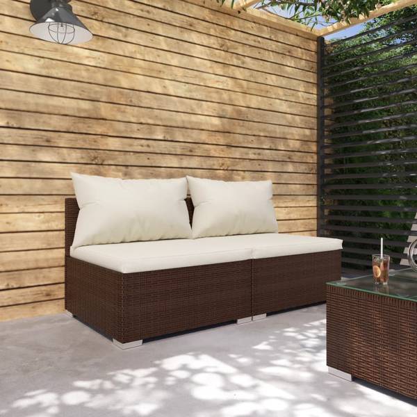 Salon de jardin 3013629-11 (lot de 2) Marron - Blanc crème - Blanc