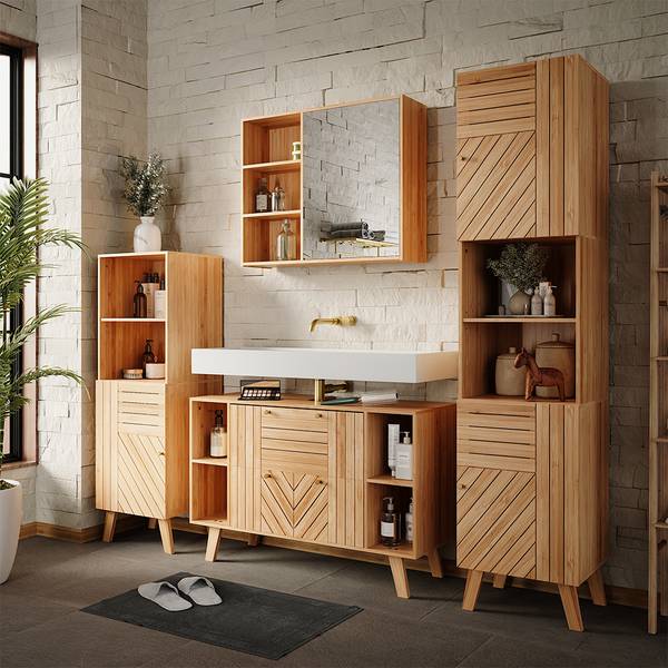 Meuble sous vasque simple Lucie 58722 Marron - Bois manufacturé - 100 x 65 x 36 cm