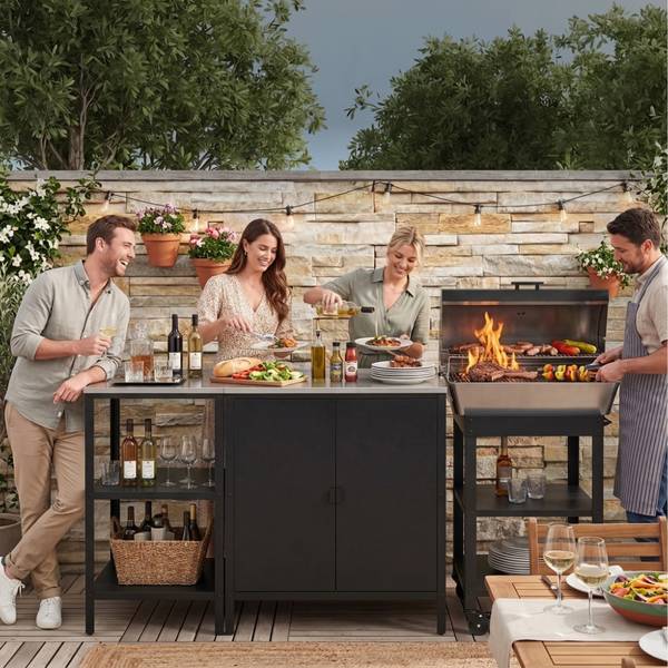 Outdoorset Bolognano 3-tlg. Schwarz - Stahl - 80 x 92 x 50 cm