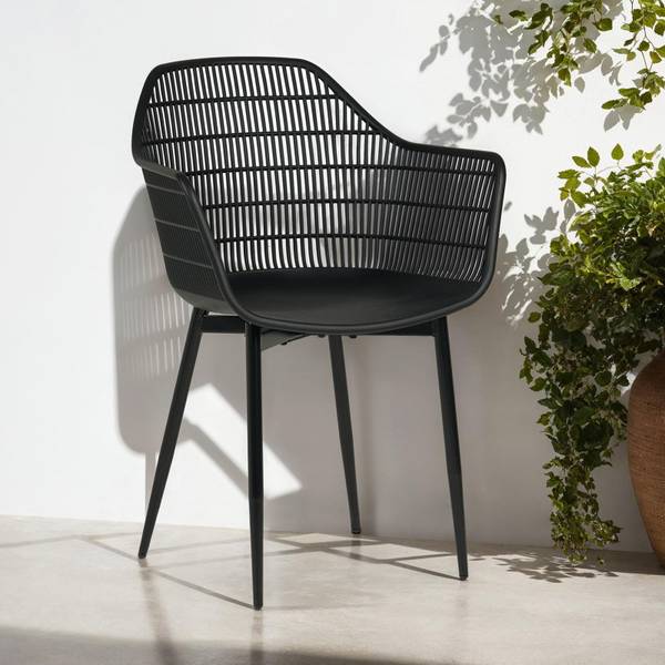 Gartenstühle MARGHERITA (4er-Set) Schwarz - Kunststoff - 60 x 86 x 52 cm