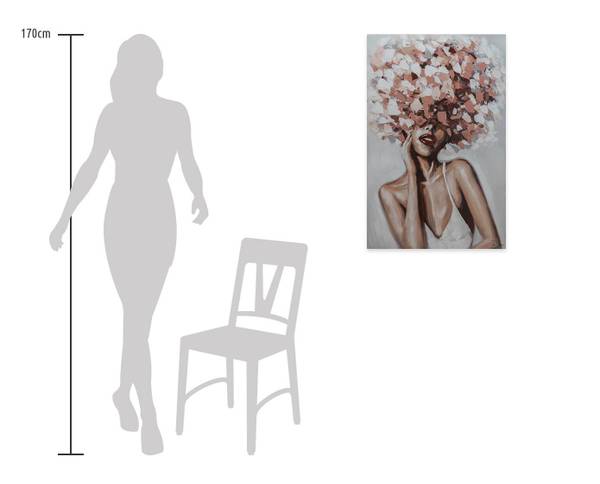 Tableau peint à la main Pétales de Rose Rose foncé - Coton - 60 x 90 x 4 cm