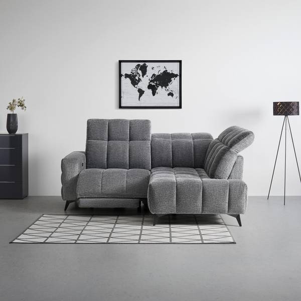 Wohnlandschaft PARIS Grau - Metall - Textil - Holz teilmassiv - 215 x 85 x 182 cm
