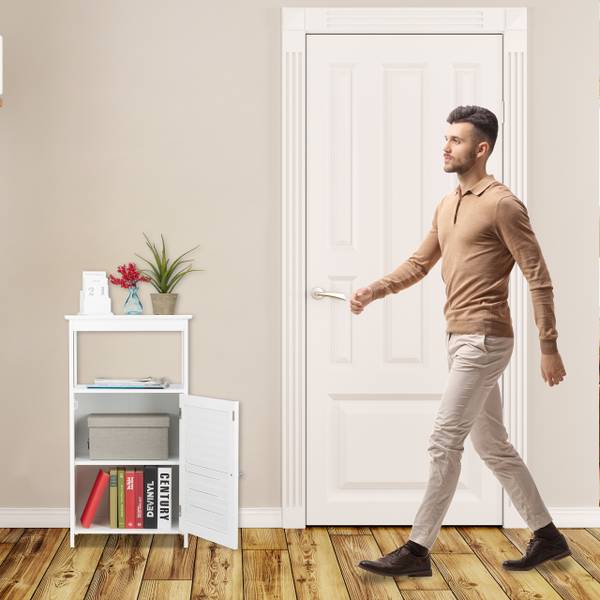 Badschrank mit 3 Fächern Weiß - Holzwerkstoff - 45 x 83 x 30 cm