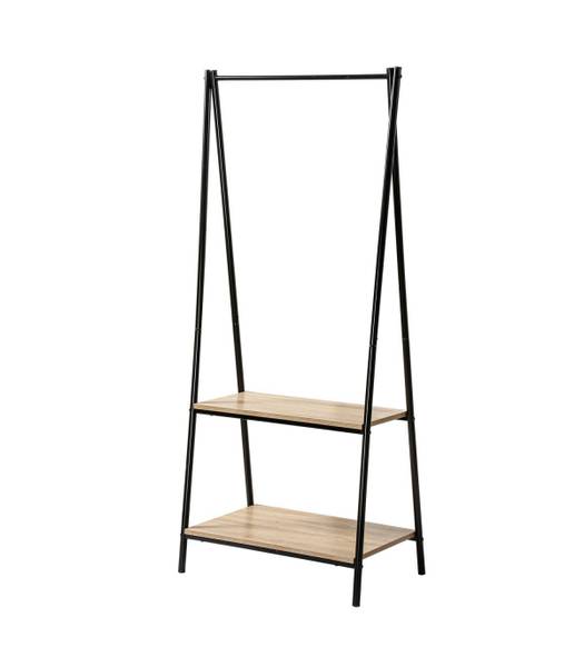 Garderobenständer mit 2 Regalen Schwarz - Metall - 40 x 151 x 65 cm