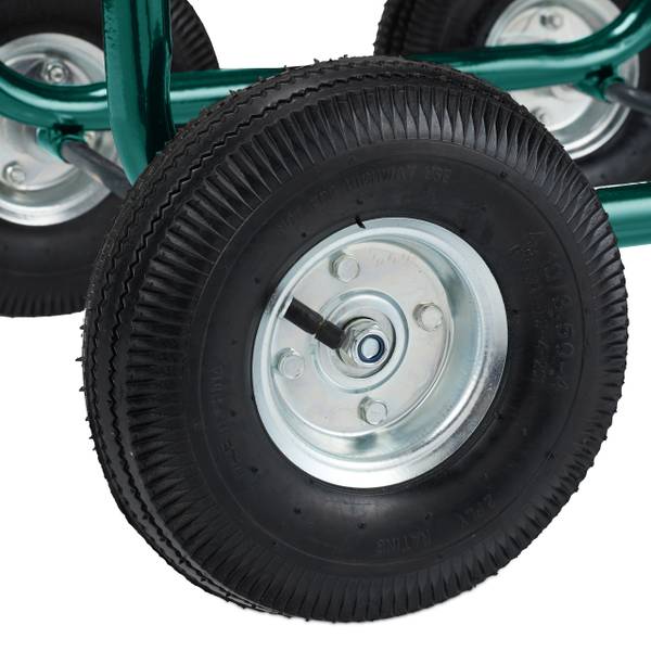 Schlauchwagen 4 Räder grün Grün - Messing - Stahl - 62 x 113 x 90 cm