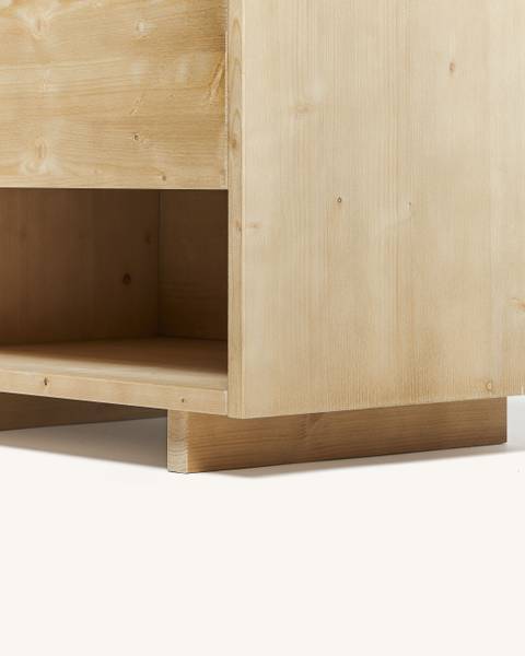 Nachttisch aus massivem Tannenholz beige Holz
