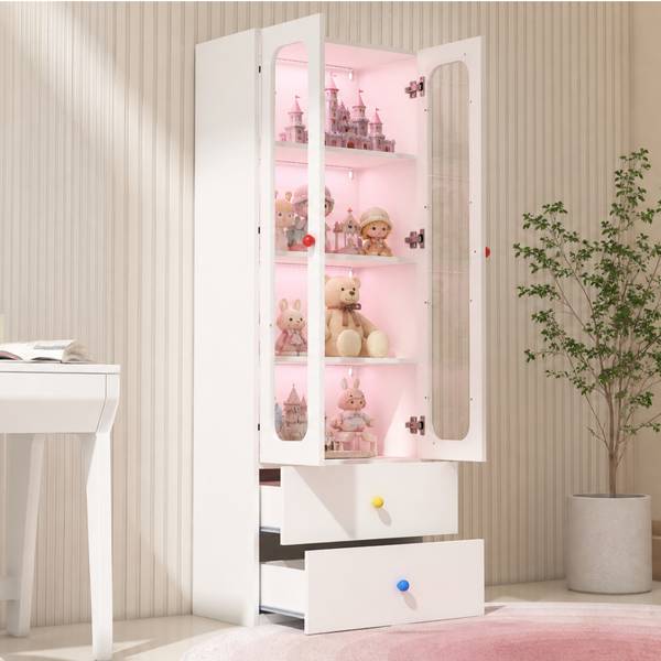Vitrine DENGLOW39 Ⅵ Weiß - Holzwerkstoff - 60 x 170 x 35 cm