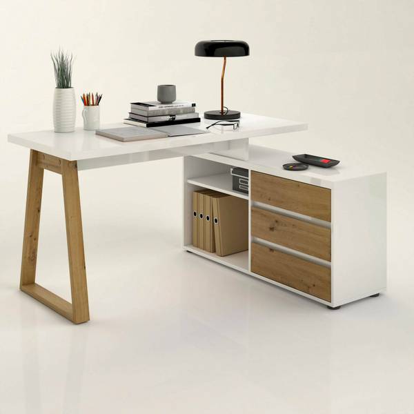 Schreibtisch Hachette Weiß - Holzwerkstoff - 120 x 75 x 135 cm