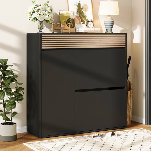 Schuhschrank Philotes Ⅰ Schwarz - Braun - Holzwerkstoff - 100 x 105 x 35 cm