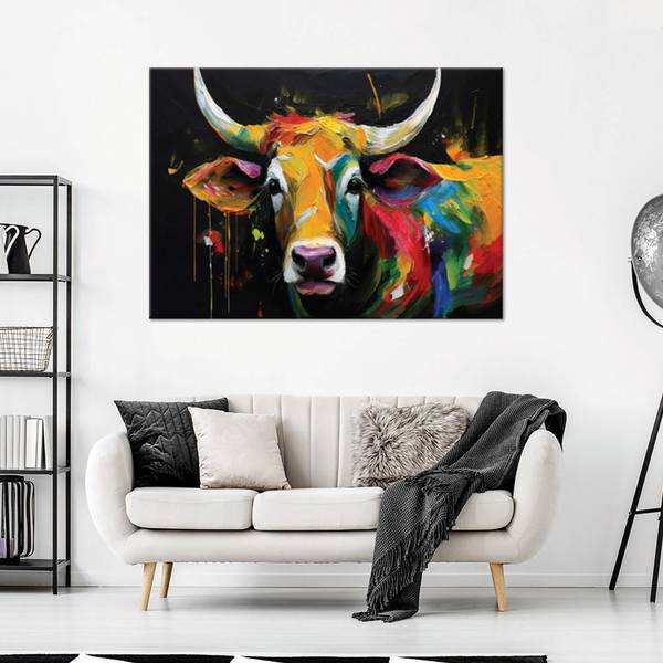 Wandbild abstraktion schottische kuh 90 x 60 cm