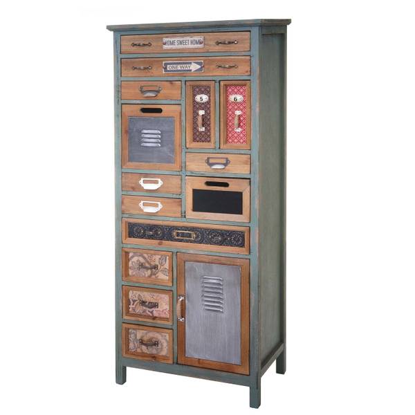 Apotheker-Schrank A43 Blau - Tanne - 57 x 138 x 32 cm