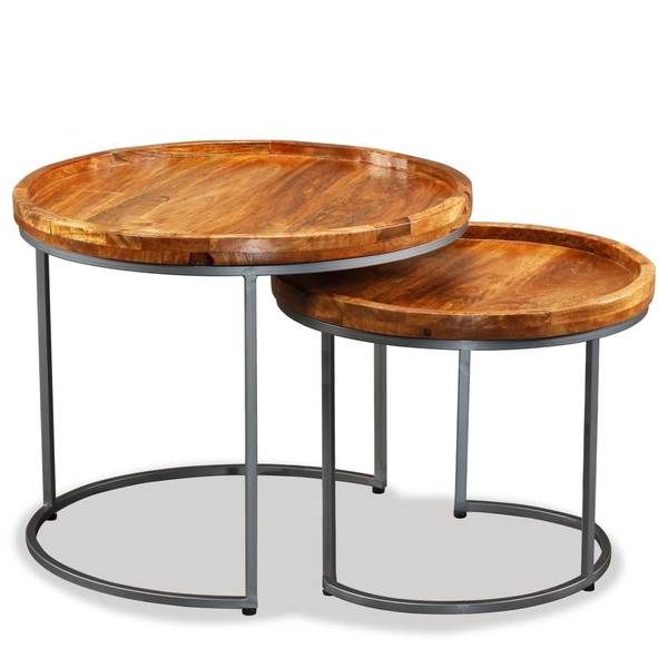 Beistelltische 2er Set D537 Braun - Massivholz - 55 x 45 x 55 cm