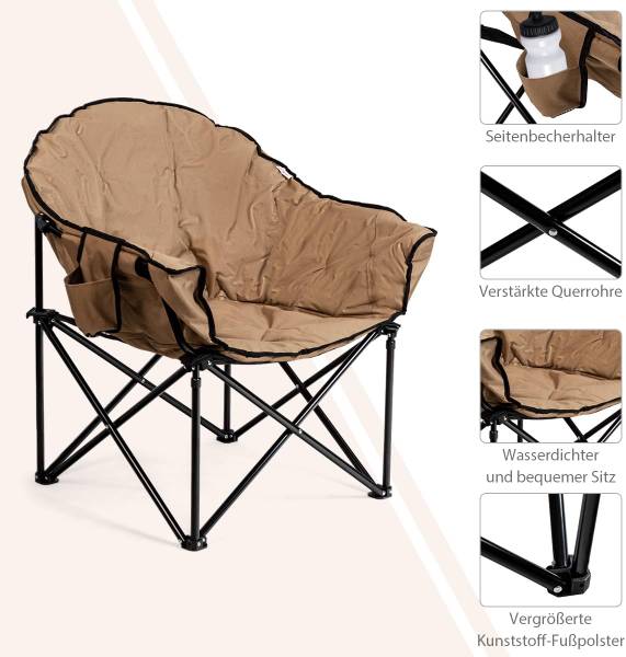 Campingstoel AB92724 bruin - metaal - 62 x 90 x 82 cm