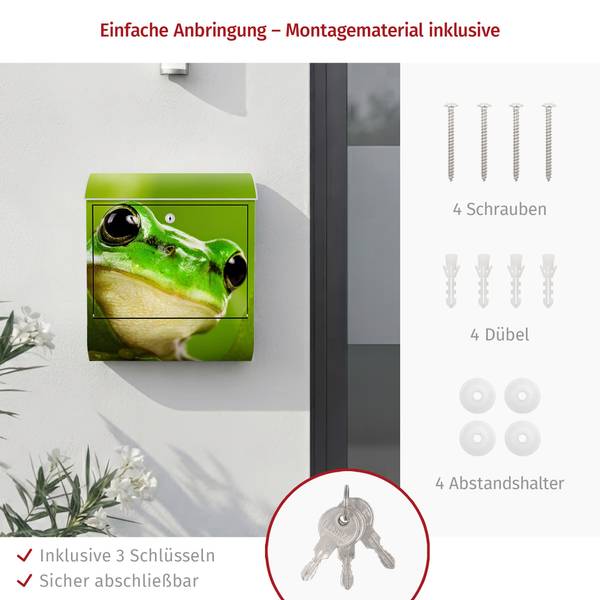 Briefkasten Wetterfrosch Grün - Stahl - 39 x 46 x 13 cm
