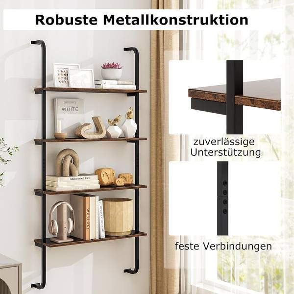 Wandregal VH33111ORDE Schwarz - Metall - 21 x 150 x 70 cm