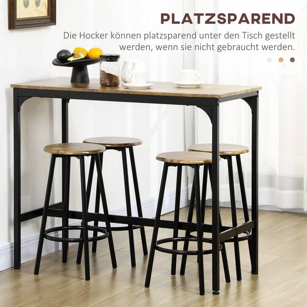 Bartisch 835-890V00RB 5er-Set Braun - Holzwerkstoff - 50 x 90 x 110 cm