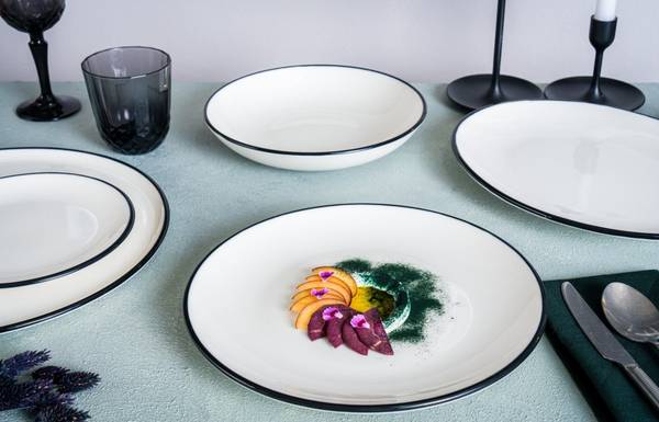Assiette à dîner Linea Black 2 él. Porcelaine - 30 x 1 x 30 cm