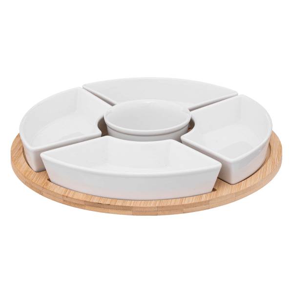 Snack Set mit Tablett 188895 Braun - Porzellan - 27 x 27 x 27 cm
