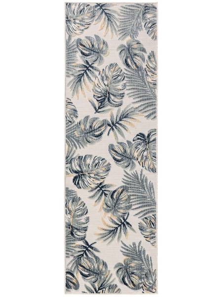 In-/Outdoorteppich Läufer Flora Multicolor - Weiß