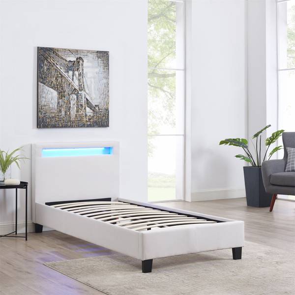 Polsterbett mit LED HIMALAYA Weiß