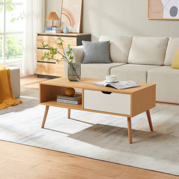 Couchtisch Bordkak Braun - Weiß - Holzwerkstoff - 100 x 45 x 48 cm