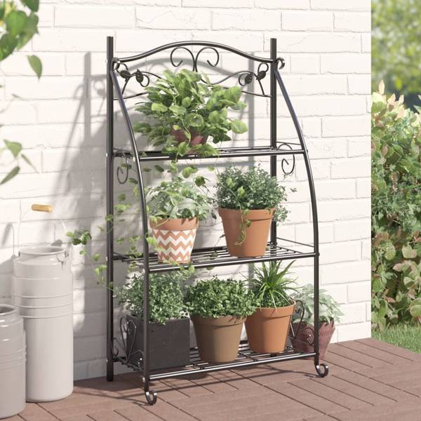 Blumenregal 319353 Schwarz - Stahl - 30 x 96 x 56 cm