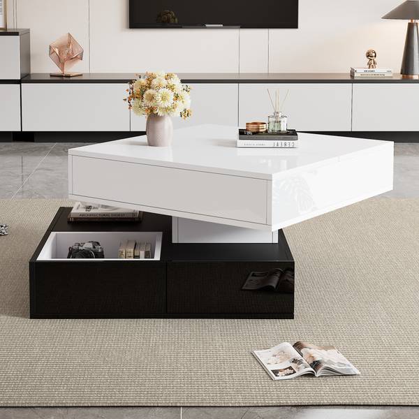 Couchtisch Hermes Ⅵ Schwarz - Weiß - Holzwerkstoff - 90 x 55 x 90 cm