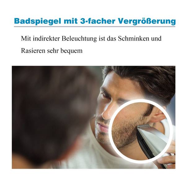 Rund Spiegel Φ 80 cm LED Badspiegel Silber - Glas - 80 x 80 x 3 cm