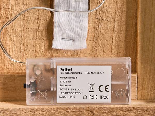 LED Deko LENTIRA Braun - Grün - Weiß - Massivholz - 16 x 80 x 16 cm