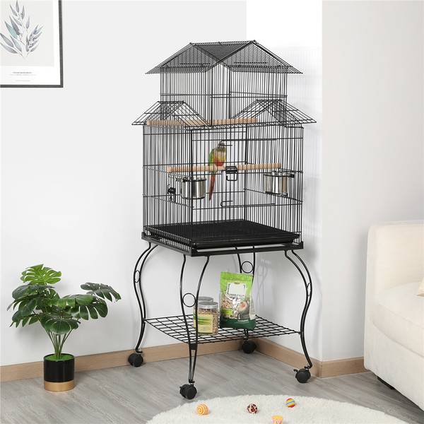 Vogelkäfig ARE85 Schwarz - Metall - 60 x 140 x 60 cm