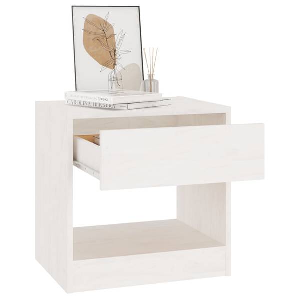 Nachttisch DE360 Weiß - Massivholz - 40 x 40 x 31 cm