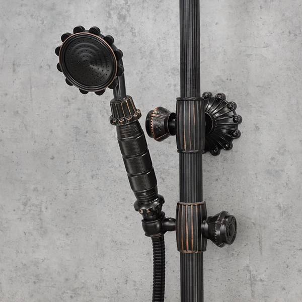 Douchesysteem Flower zwart - messing - 23 x 135 x 53 cm