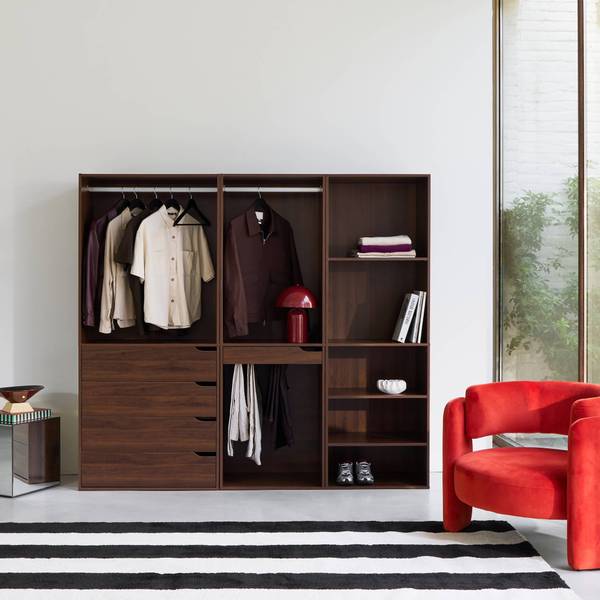 Kleiderschrank Nepal Braun - Holz teilmassiv - 200 x 180 x 45 cm