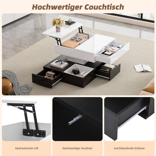 Couchtisch Hermes Ⅵ Schwarz - Weiß - Holzwerkstoff - 90 x 55 x 90 cm