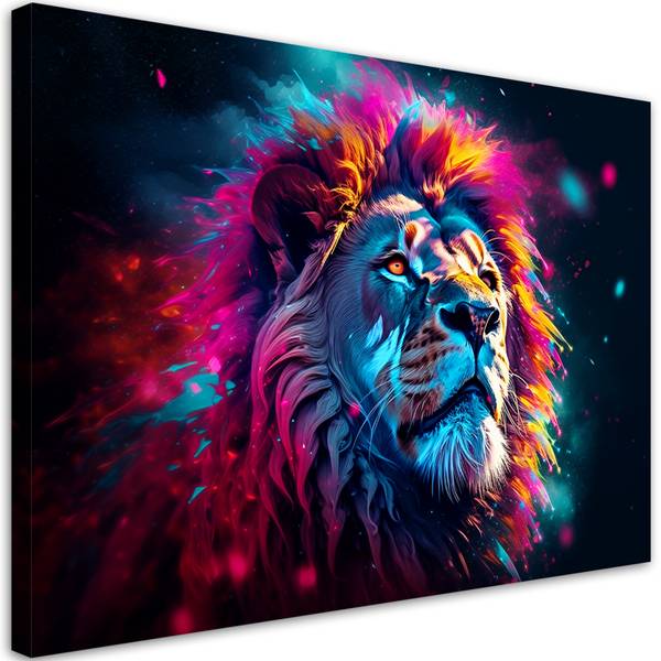 Wandbild neon löwe tier afrika 90 x 60 cm