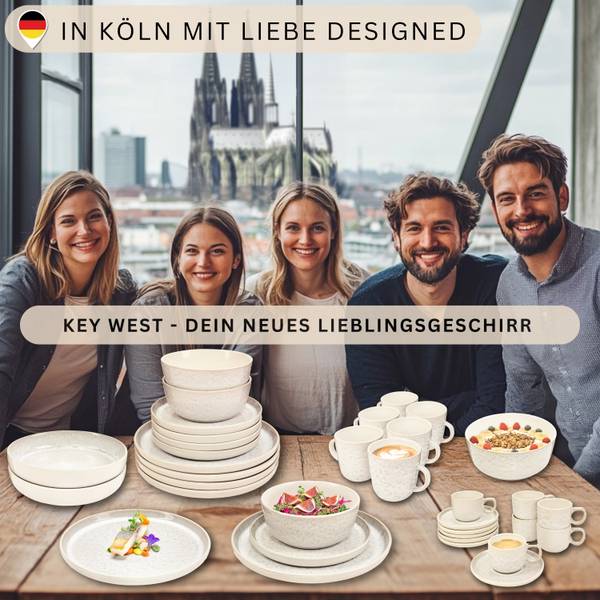 Tafelservice Key West- 24 teilig Beige - Stein - 27 x 7 x 27 cm