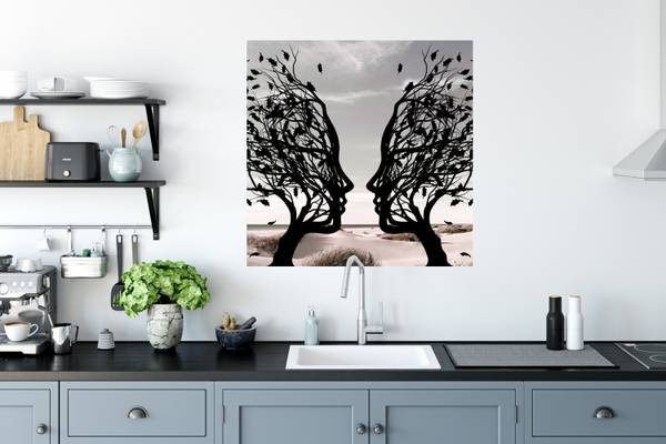 WANDTATTOO Strand Baum Grau - Polypropylen - 50 x 50 x 1 cm
