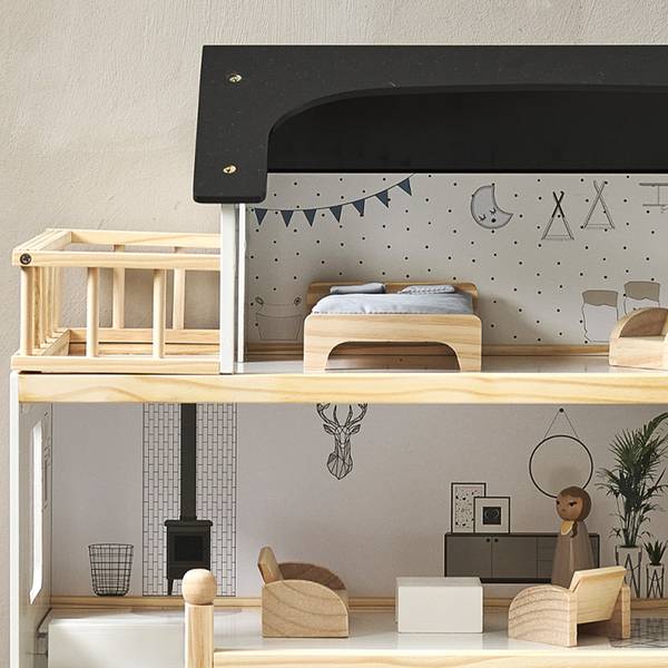 Puppenhaus LYONNAISE 19 tlg Braun - Holzwerkstoff - 32 x 81 x 61 cm