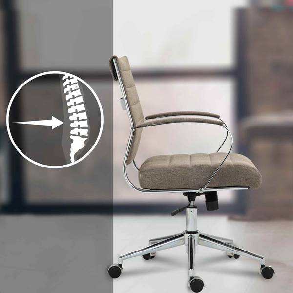 Bürostuhl Oakland Silber - Taupe - Textil