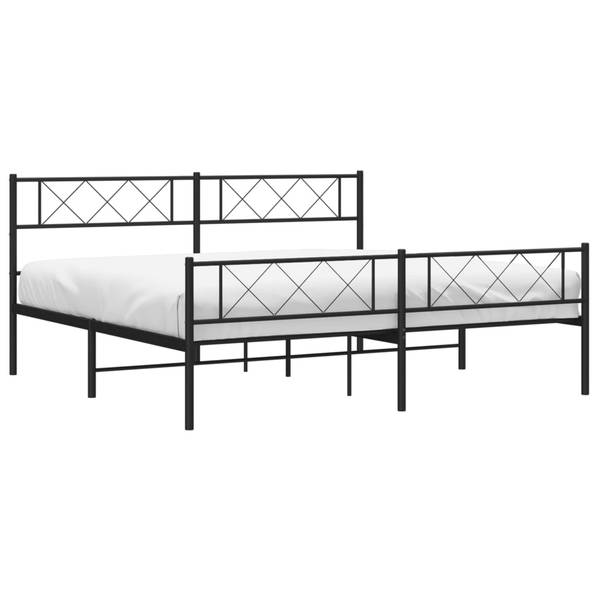 Bettgestell mit Kopf und Fußteil X763 Schwarz - Metall - 187 x 90 x 207 cm