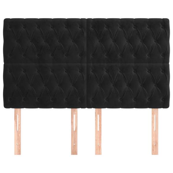 Kopfteil 3015762-4 (4er Set) Schwarz - 144 x 88 cm - Massivholz - Textil - Holzart/Dekor