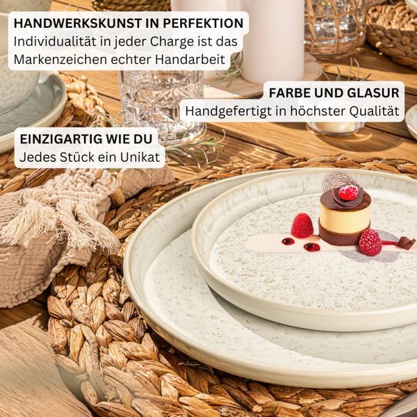 Dessertteller Set Key West - 6 teilig Beige - Stein - 21 x 1 x 21 cm