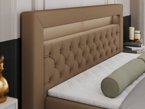 Boxspringbett GOLD-9 Braun - Breite: 168 cm - H4